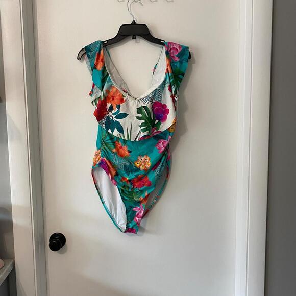 La Blanca Size 14 Women One Piece Tropicalia Off Shoulder Mio Swimsuit - Picture 6 of 6